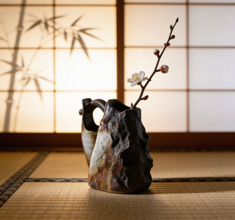 Japanese Wabi-Sabi Ceramic Bud Vase — Minimalist Home Decor