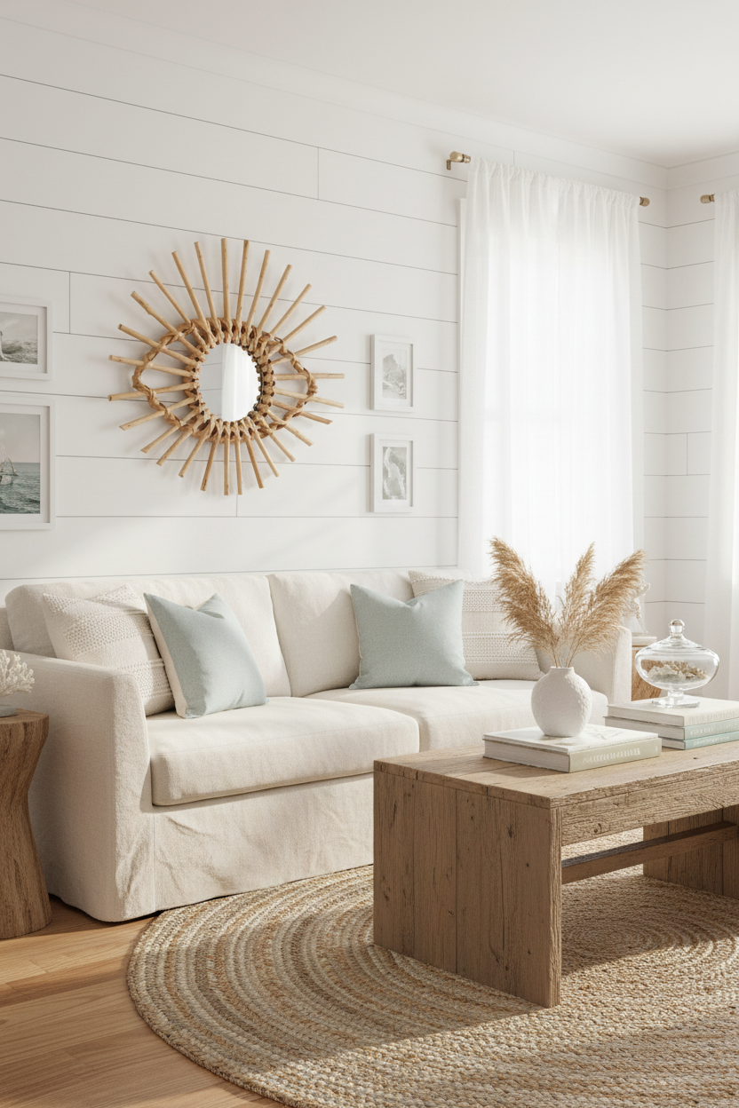 Rattan Wicker Style Decorative Mirror for Bedroom & Home Decor
