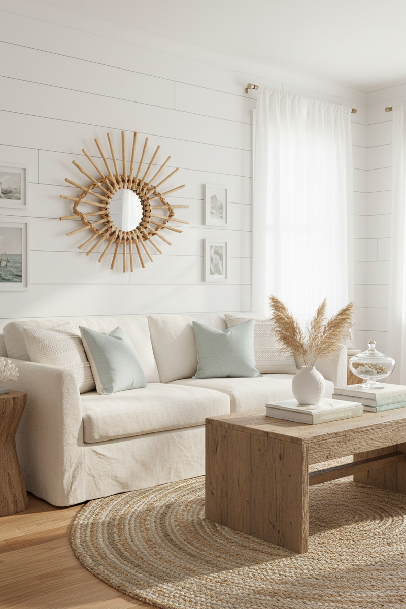 Rattan Wicker Style Decorative Mirror for Bedroom & Home Decor