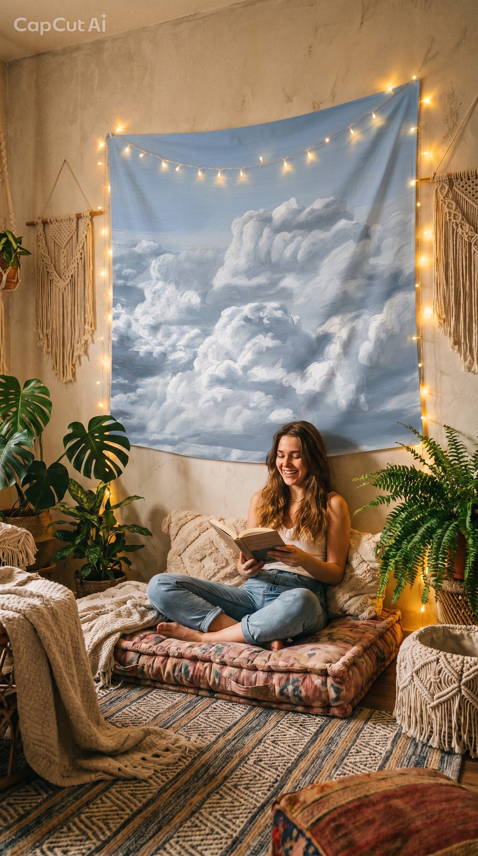 Dreamy Cloud Wall Tapestry — Aesthetic Bedroom & Meditation Room Decor