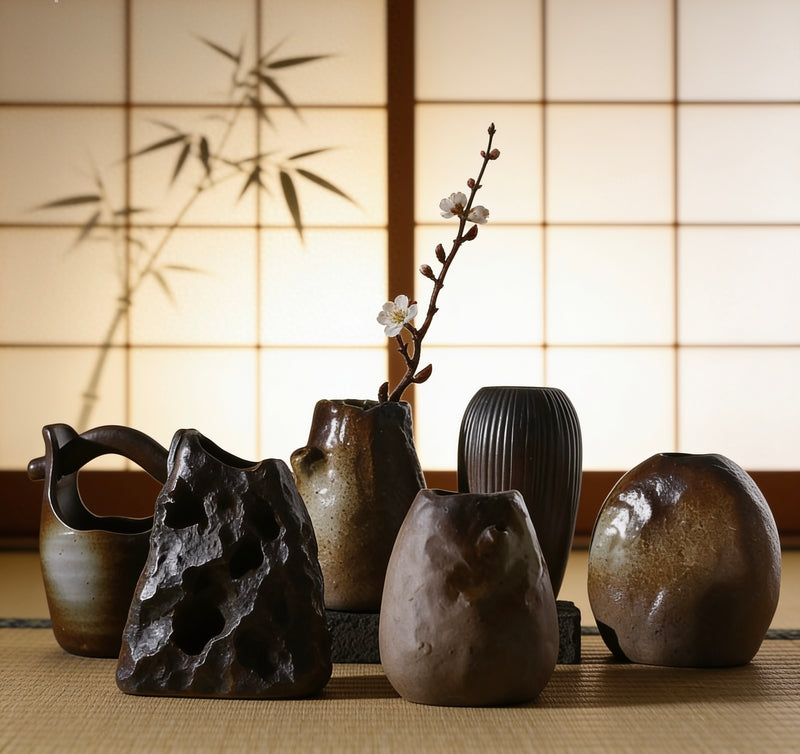 Japanese Wabi-Sabi Ceramic Bud Vase — Minimalist Home Decor