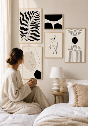 Boho Abstract Bohemian Style Canvas Wall Art — Minimalist Print for Bedroom & Living Room