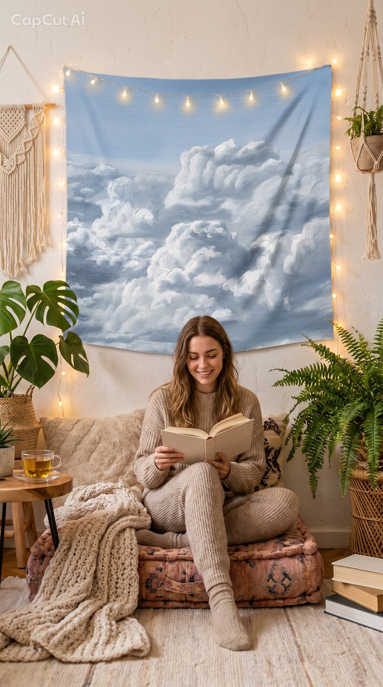 Dreamy Cloud Wall Tapestry — Aesthetic Bedroom & Meditation Room Decor