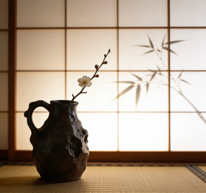 Japanese Wabi-Sabi Ceramic Bud Vase — Minimalist Home Decor