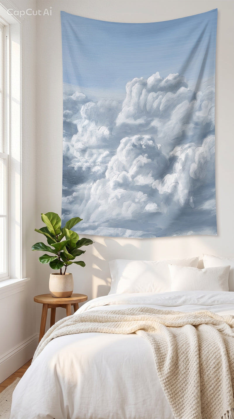 Dreamy Cloud Wall Tapestry — Aesthetic Bedroom & Meditation Room Decor