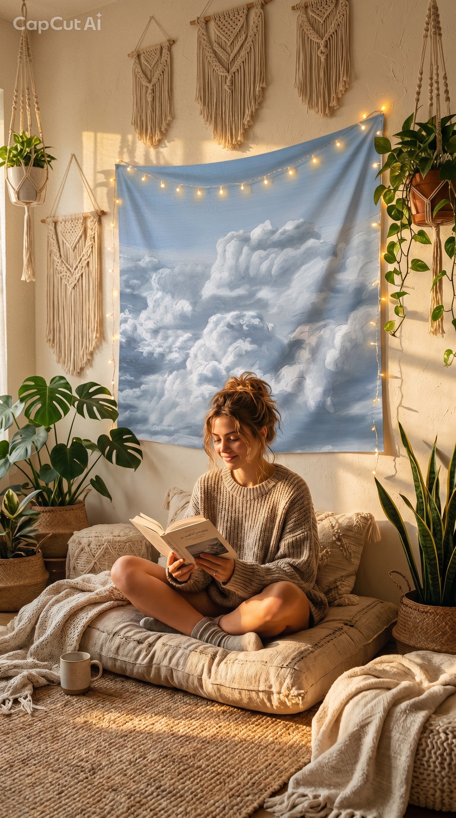 Dreamy Cloud Wall Tapestry — Aesthetic Bedroom & Meditation Room Decor
