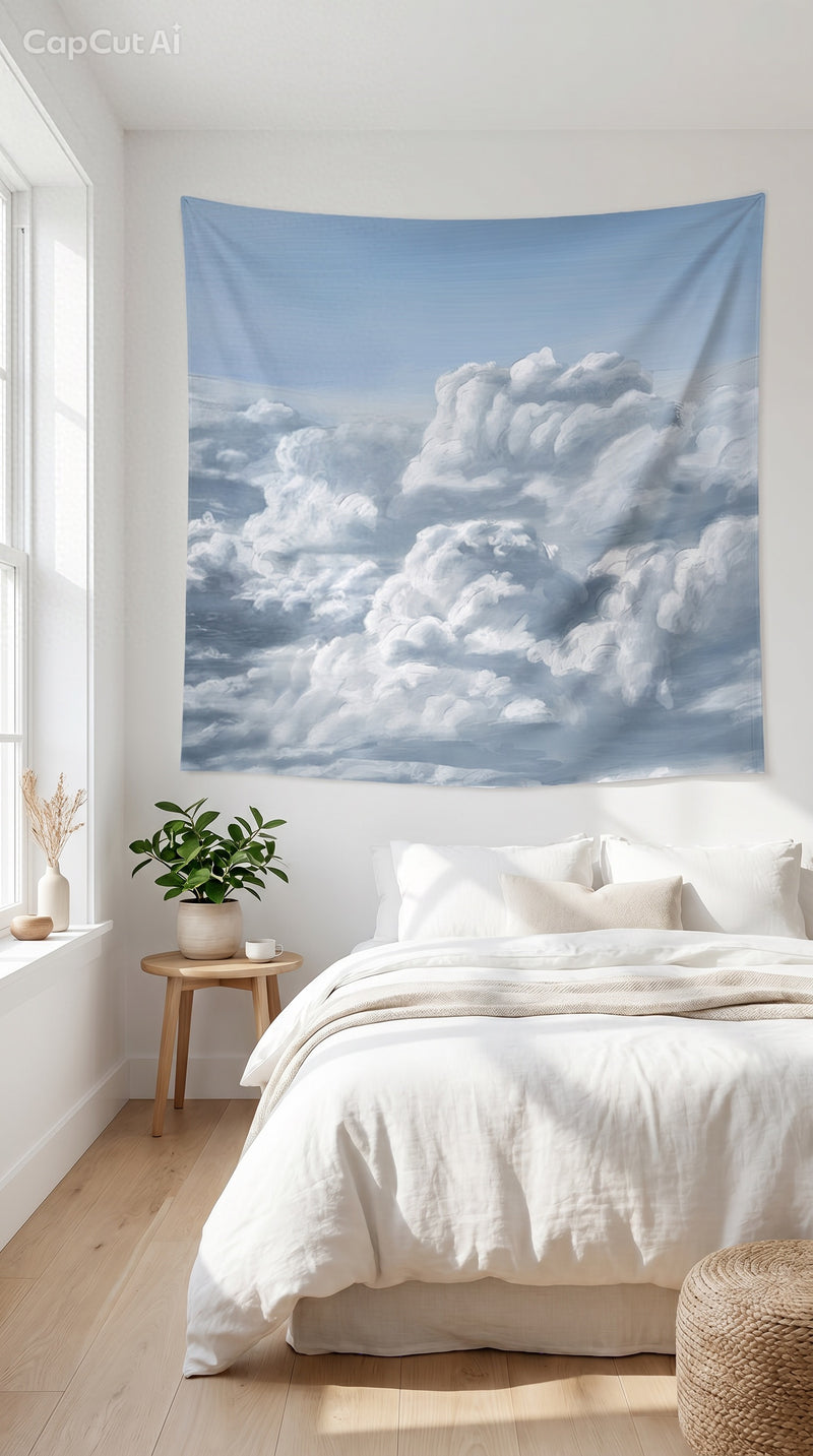Dreamy Cloud Wall Tapestry — Aesthetic Bedroom & Meditation Room Decor