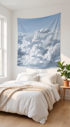 Dreamy Cloud Wall Tapestry — Aesthetic Bedroom & Meditation Room Decor